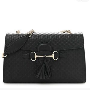 Gucci Black Quilted Leather Shoulder Bag with Tassel